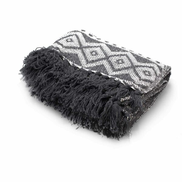 Boho Comfort Throws - 125x150cm - Grey Geometric - Image 2