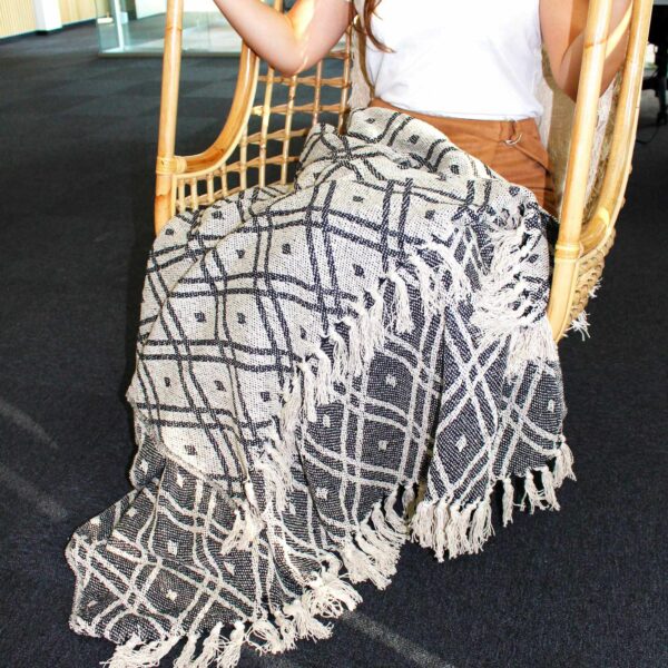 Boho Comfort Throws - 125x150cm - Black & Biege Regency - Image 5