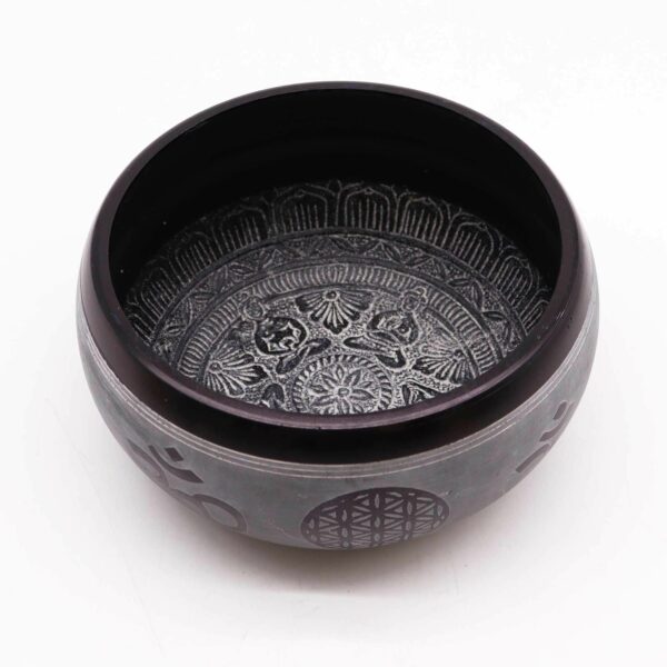 Earth Powder Singing Bowl - Om Five Buddha - 16cm - Image 2