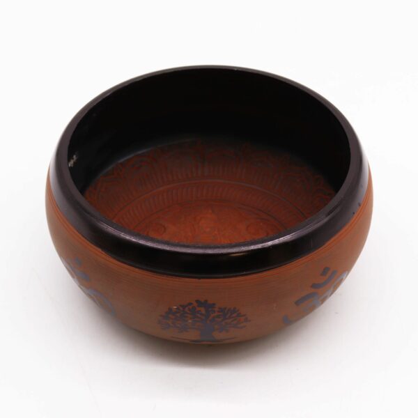 Earth Powder Singing Bowl - Clay Om  Buddha - 16cm - Image 2