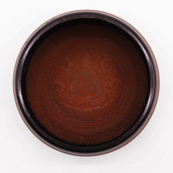 Earth Powder Singing Bowl - Clay Om  Buddha - 16cm - Image 3