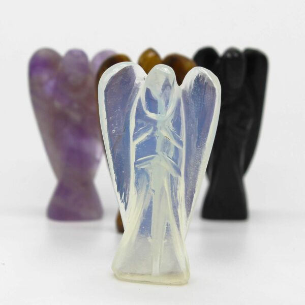 Hand Carved Gemstone Angel - Opalite - Image 3