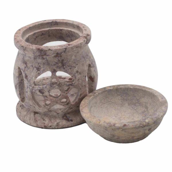 Small Soapstone Oil Burner 8cm - Three Moon Pentagon - Image 2