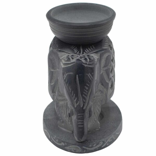 Soapstone Oil Burner 10.5cm - Standing Elephant - Image 2