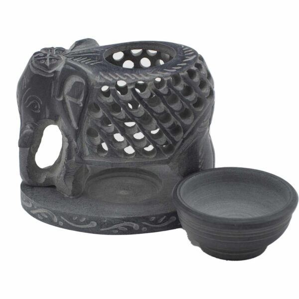 Soapstone Oil Burner 10.5cm - Standing Elephant - Image 3