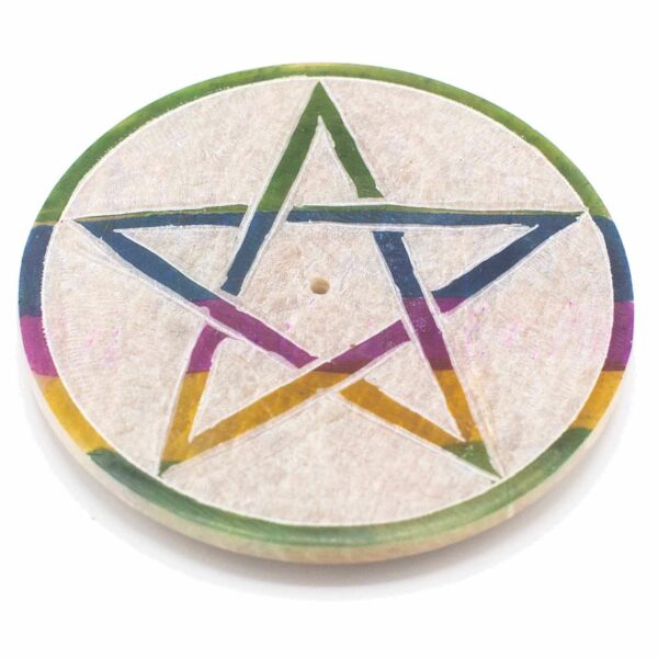 Soapstone Disc Incense Holder 8cm - Pentagon - Image 2