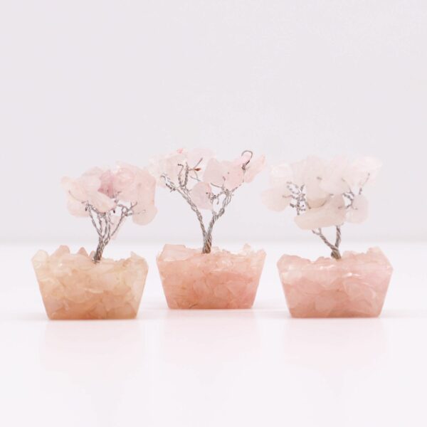 Mini Gemstone Tree On Orgonite Base - Rose Quartz (15 stones) - Image 2