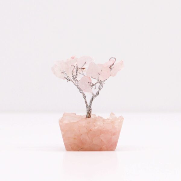 Mini Gemstone Tree On Orgonite Base - Rose Quartz (15 stones) - Image 4