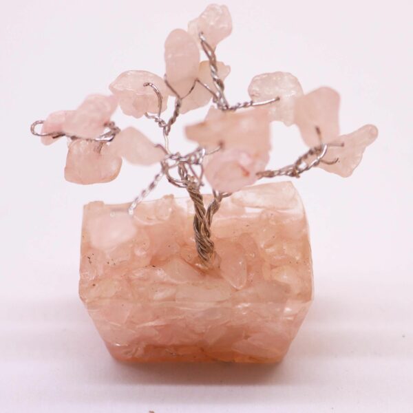 Mini Gemstone Tree On Orgonite Base - Rose Quartz (15 stones) - Image 5