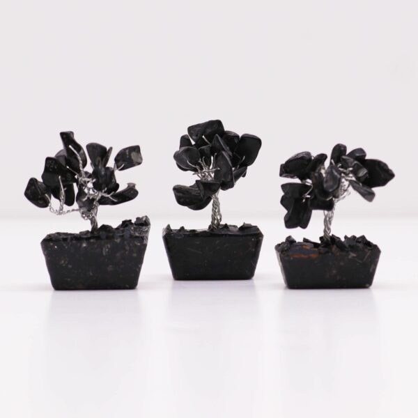 Mini Gemstone Tree On Orgonite Base - Black Agate (15 stones) - Image 2