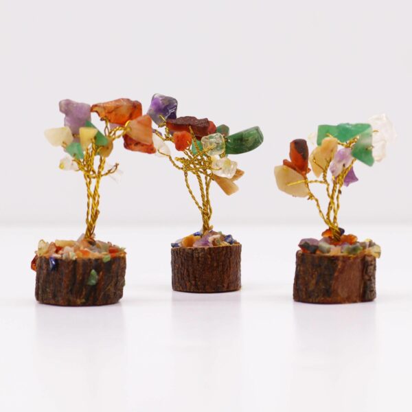 Mini Gemstone Tree On Wood Base - Multi Stones (15 stones) - Image 2