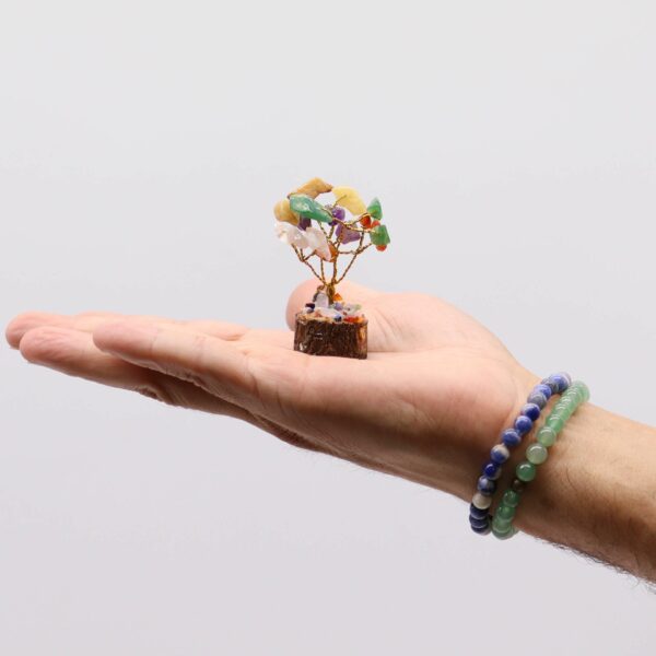 Mini Gemstone Tree On Wood Base - Multi Stones (15 stones) - Image 3