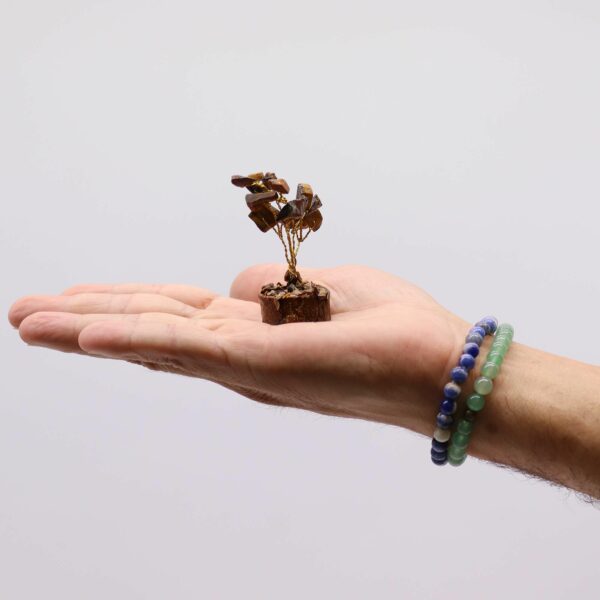Mini Gemstone Tree On Wood Base - Tigereye (15 stones) - Image 3