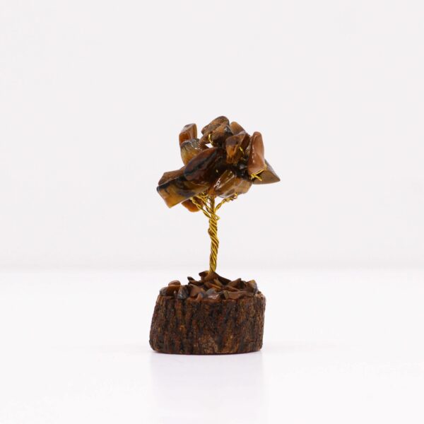 Mini Gemstone Tree On Wood Base - Tigereye (15 stones) - Image 4