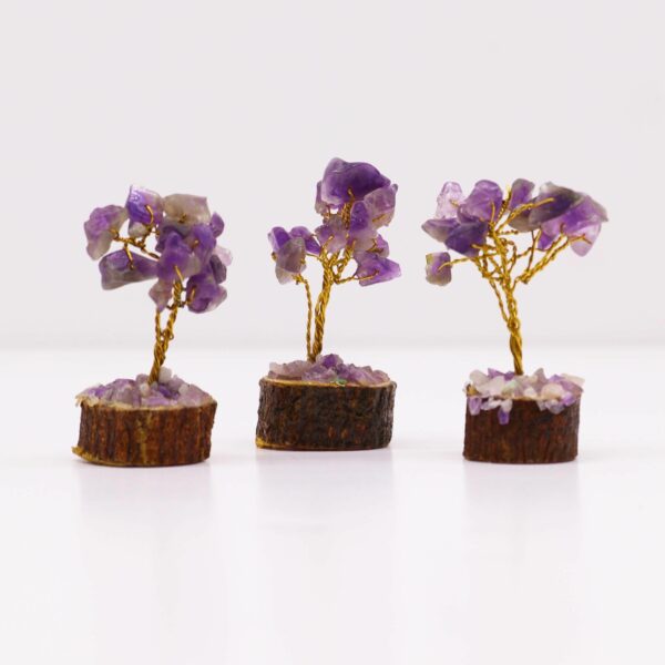 Mini Gemstone Tree On Wood Base - Amethyst (15 stones) - Image 2
