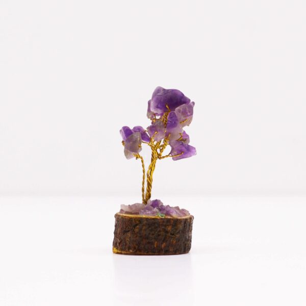 Mini Gemstone Tree On Wood Base - Amethyst (15 stones) - Image 4