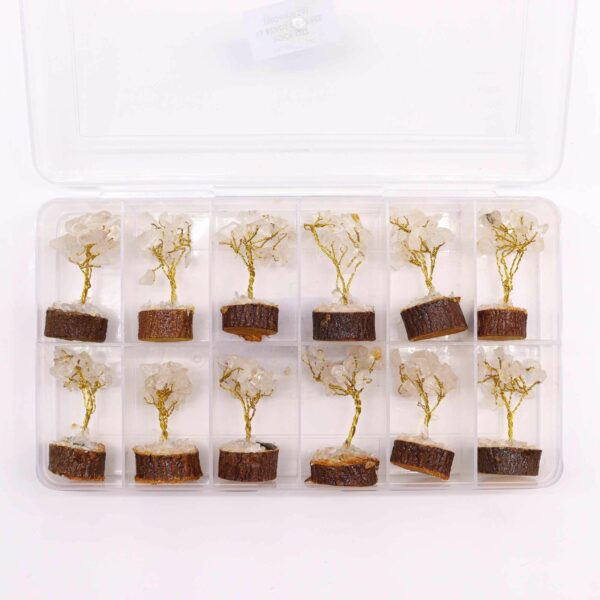 Mini Gemstone Tree On Wood Base - Rock Quartz (15 stones)