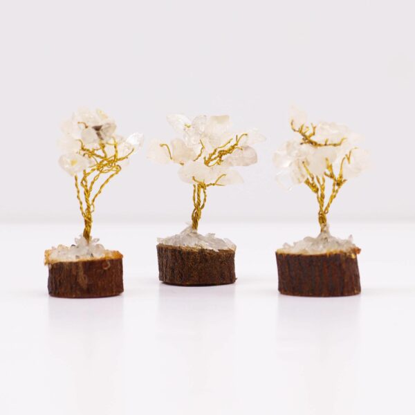 Mini Gemstone Tree On Wood Base - Rock Quartz (15 stones) - Image 2