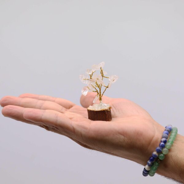 Mini Gemstone Tree On Wood Base - Rock Quartz (15 stones) - Image 3