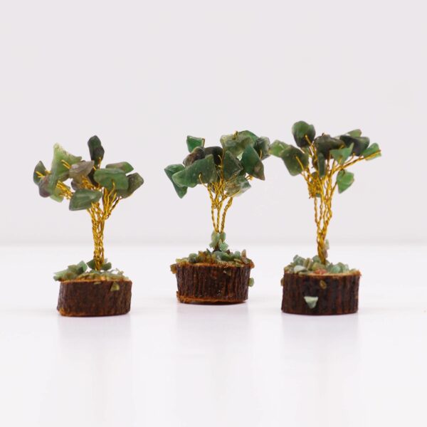 Mini Gemstone Tree On Wood Base - Green Aventurine (15 stones) - Image 2