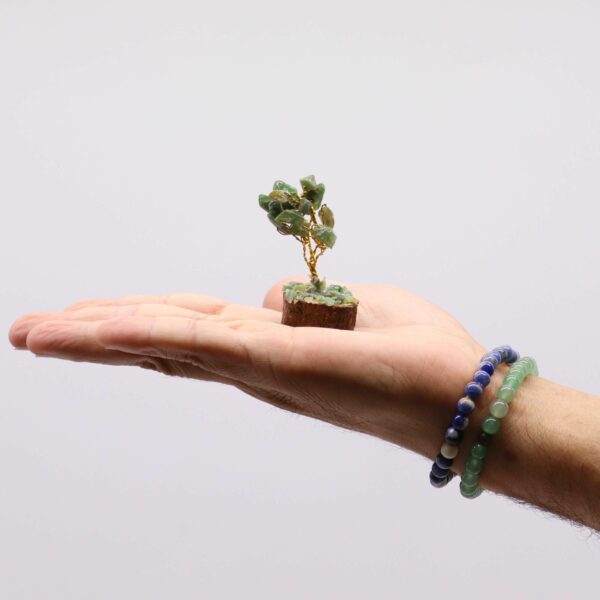 Mini Gemstone Tree On Wood Base - Green Aventurine (15 stones) - Image 3