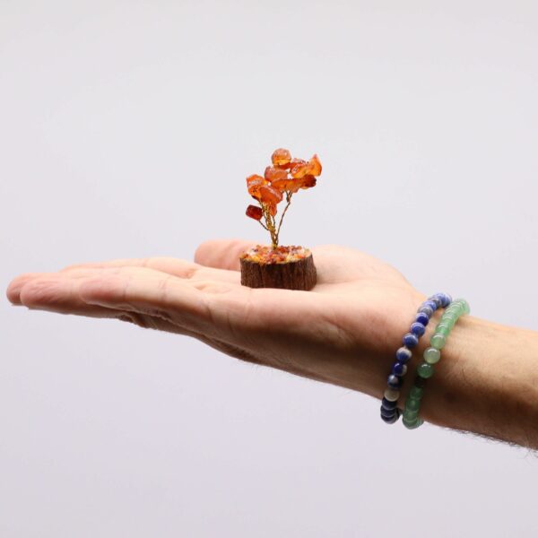 Mini Gemstone Tree On Wood Base - Carnelian (15 stones) - Image 3