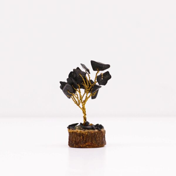 Mini Gemstone Tree On Wood Base - Black Agate (15 stones) - Image 4