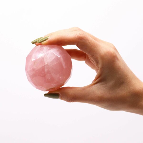 Gemstone Faceted Healing Ball & Stand - Rose Quartz - Image 3