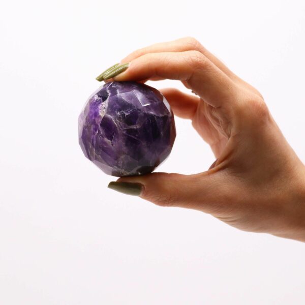 Gemstone Faceted Healing Ball & Stand - Amethyst - Image 3