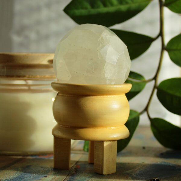 Gemstone Faceted Healing Ball & Stand - Rock Quartz - Image 2