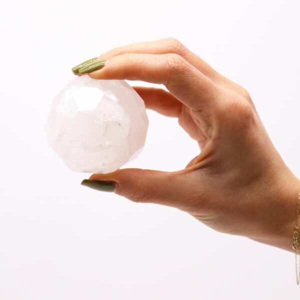 Gemstone Faceted Healing Ball & Stand - Rock Quartz - Image 3