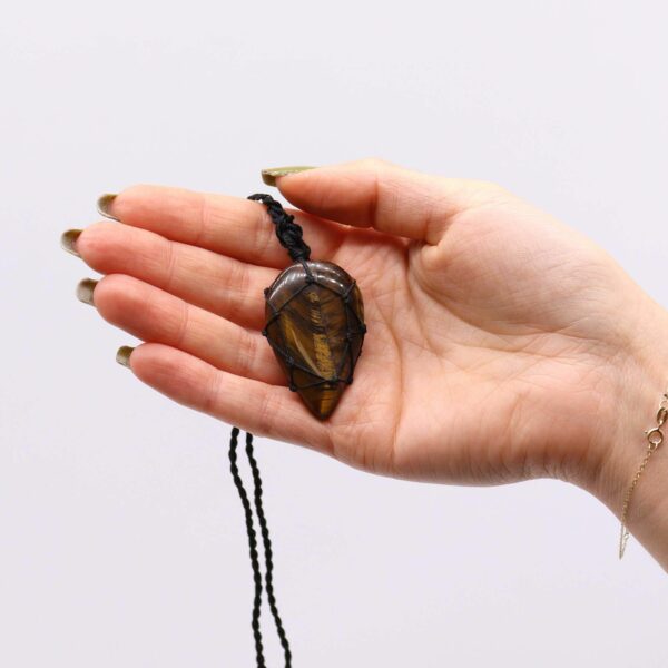 Laced Gemstone Teardrop Pendant - Tigereye - Image 2