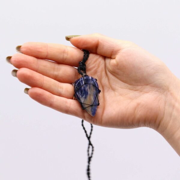 Laced Gemstone Teardrop Pendant - Sodalite - Image 2