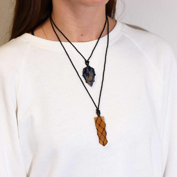 Laced Gemstone Teardrop Pendant - Sodalite - Image 4