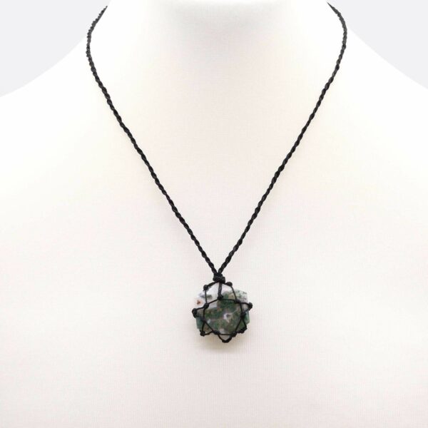 Laced Gemstone Hexagon Pendant - Moss Agate - Image 3