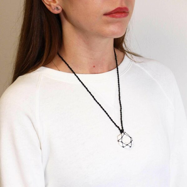 Laced Gemstone Hexagon Pendant - White Howlite - Image 3