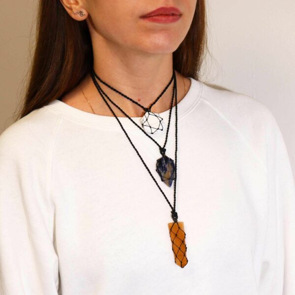 Laced Gemstone Hexagon Pendant - White Howlite - Image 4