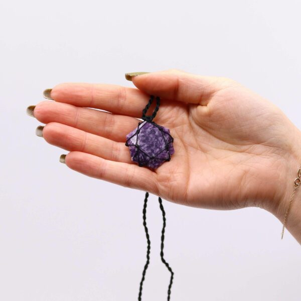 Laced Gemstone Hexagon Pendant - Lepidolite - Image 2