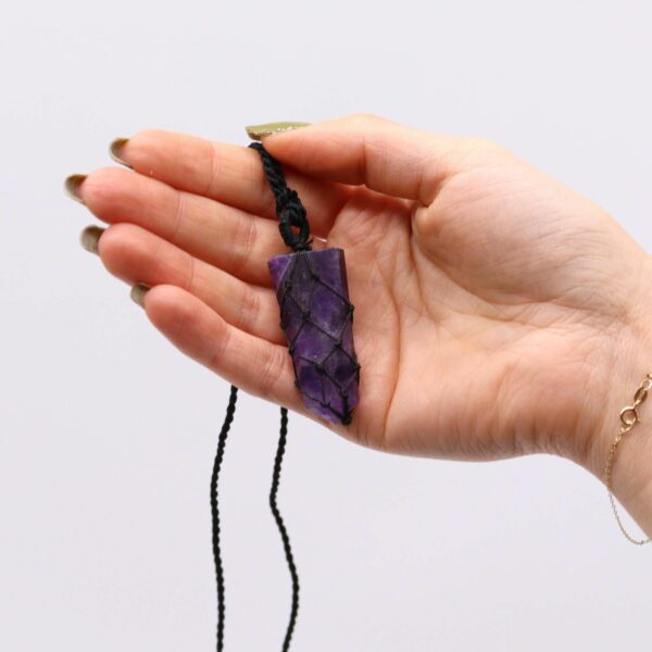 Laced Gemstone Flat Point Pendant - Amethyst - Image 2
