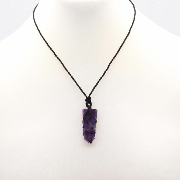 Laced Gemstone Flat Point Pendant - Amethyst - Image 3