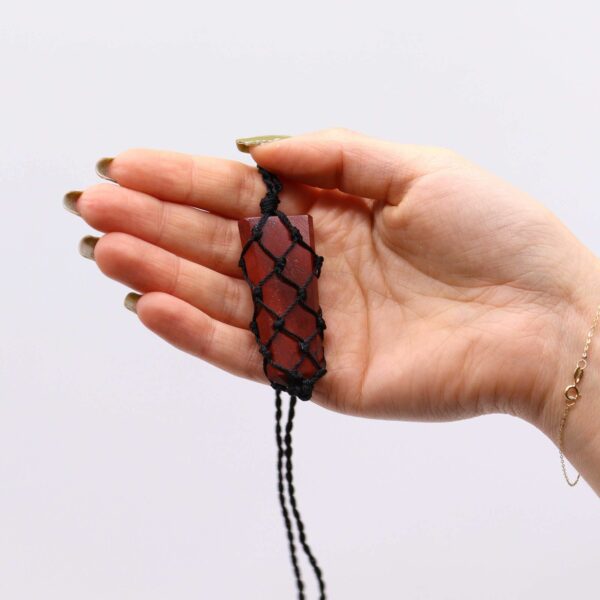 Laced Gemstone Flat Point Pendant - Red Jasper - Image 2