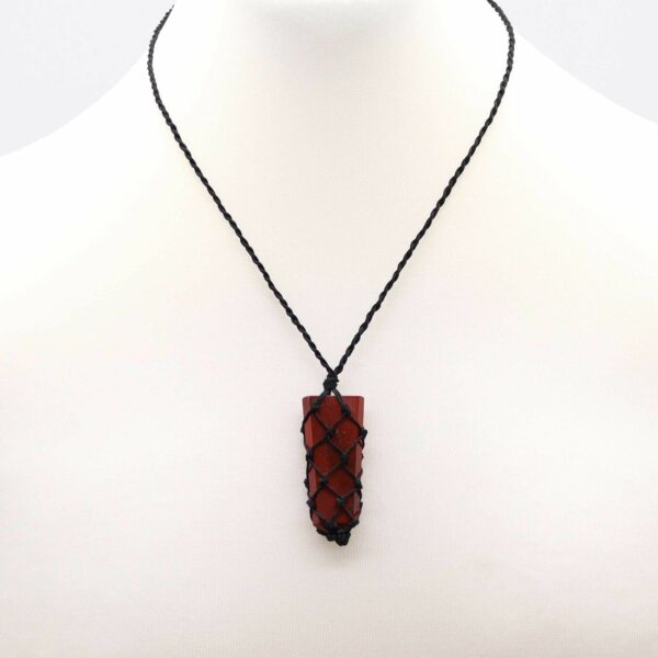 Laced Gemstone Flat Point Pendant - Red Jasper - Image 3
