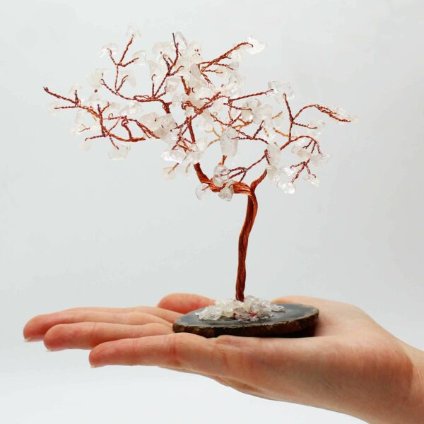 Lrg Gemstone Tree - Rock Quartz on Black Agate Base (100 stones) - Image 2