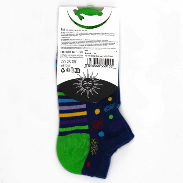 M/L Hop Hare Bamboo Socks Low (7.5-11.5) - 7 Chakra - Image 3