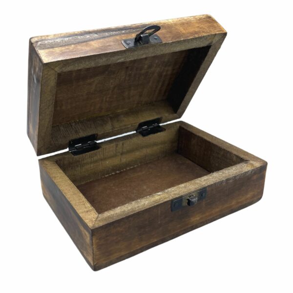 Medium Ceramic Glazed Wood Box - 15x10x6cm - White - Image 2