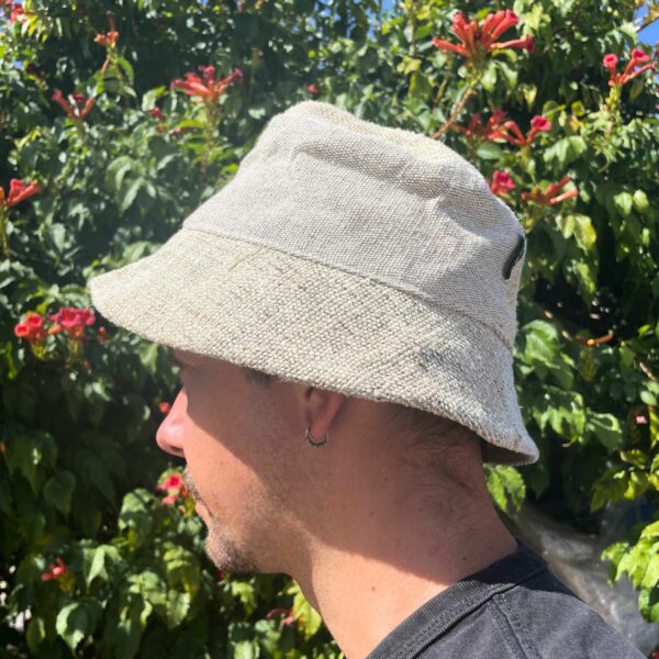 Patched Hemp & Cotton Boho Festival Hat - Natural - Image 4