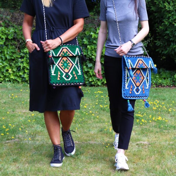 Emerald Green Kilim Messenger Festival Bag - Image 4