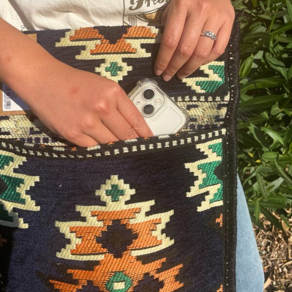 Dark Navy Kilim Messenger Festival Bag - Image 3