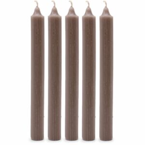 Solid Colour Dinner Candles - Rustic Taupe - Pack of 5