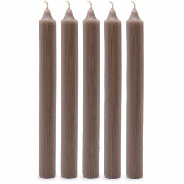 Solid Colour Dinner Candles - Rustic Taupe - Pack of 5